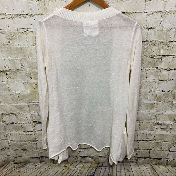 Pieces Kensie Cream Open Front Cardigan Sweater Pockets - Picture 3 of 5